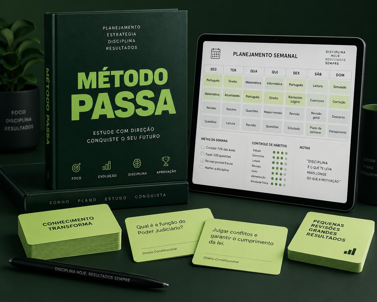 Método PASSA: guia, planner e flashcards
